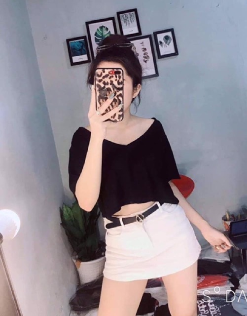 ÁO CROPTOP CỔ TIM TRƠN