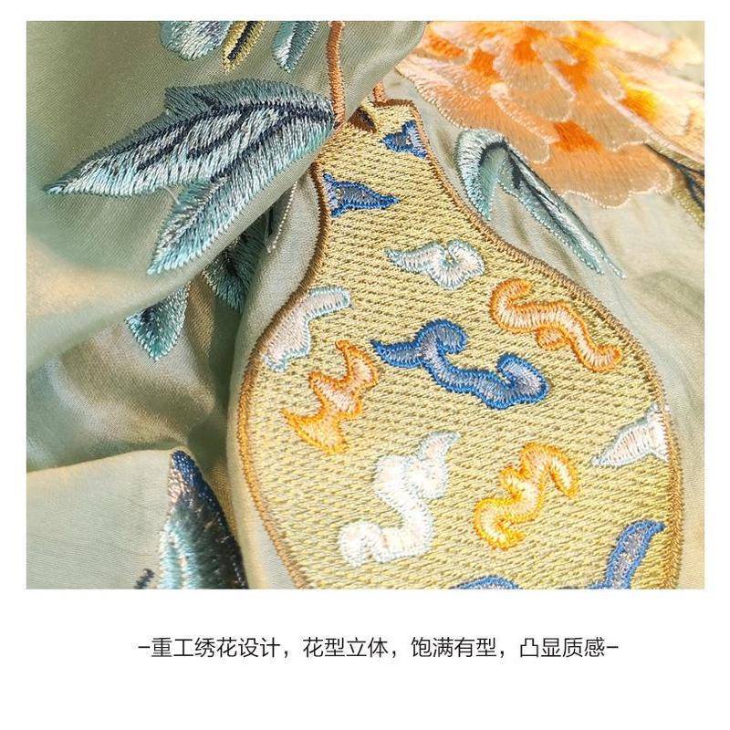 Áo Sơ Mi Tay Lửng Cổ Tròn Thêu Họa Tiết Phong Cách Trung Hoa Cổ Điển
