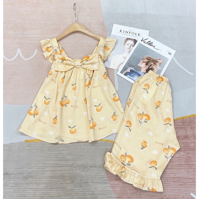 FREESHIP ĐƠN 99K_Bộ pizama lụa satin cộc quần lửng