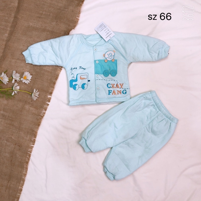(Chon mẫu) Bộ trần bông dài cho bé trai, bé gái sz 66(6-9 tháng) from to
