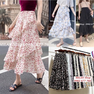 Chân váy voan hoa đuôi cá style Quảng Châu