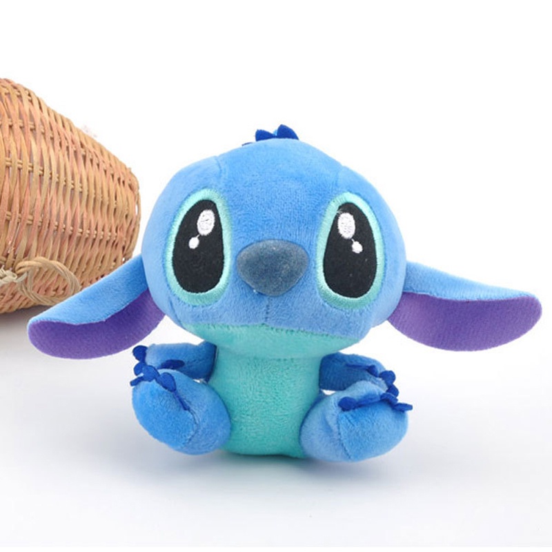 Búp Bê Nhồi Bông Hình Lilo & Stitch 10cm Mềm Mại Treo Ba Lô / Móc Khóa Quà Tặng Đồ Chơi Cho Trẻ Em