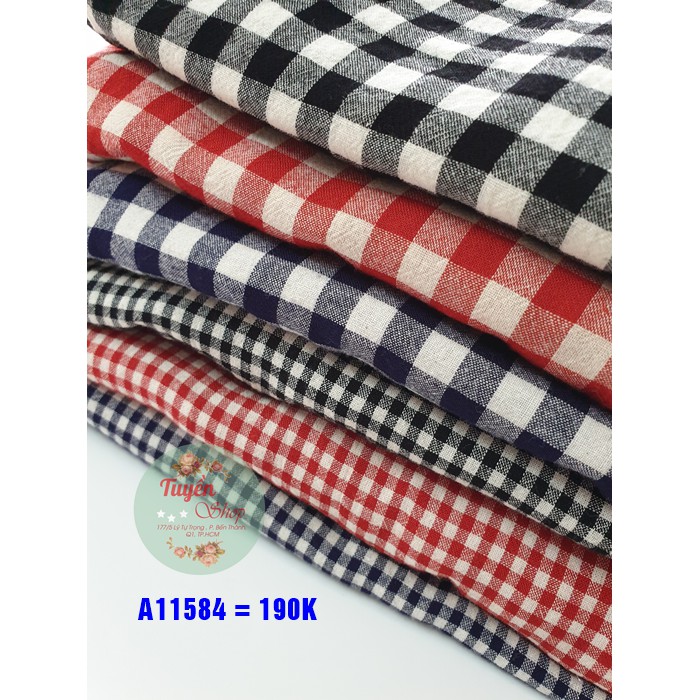 Áo caro tay dơi bo thun cầu vai nút