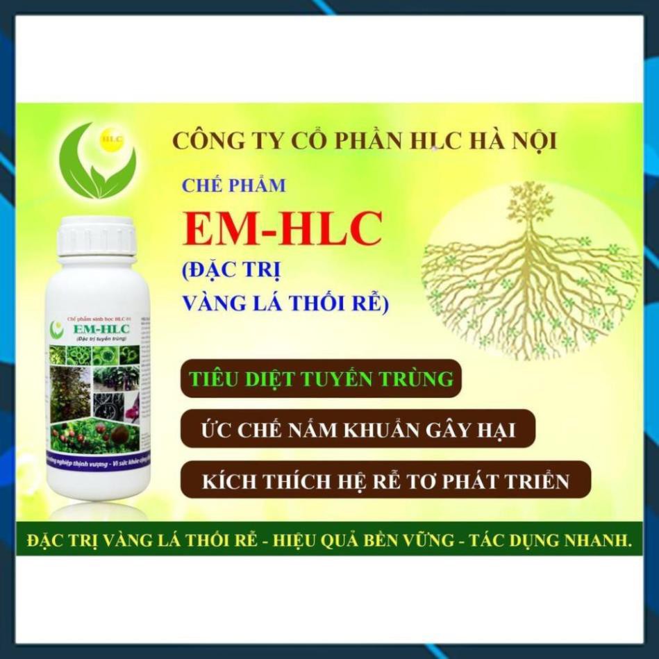 CHẾ PHẨM EM HLC ĐẶC TRỊ TUYẾN TRÙNG - THUỐC ĐẶC TRỊ VÀNG LÁ THỐI RỄ, PHÒNG TRỪ TUYẾN TRÙNG RỄ HẠI CÂY TRỒNG - CHAI 500ML