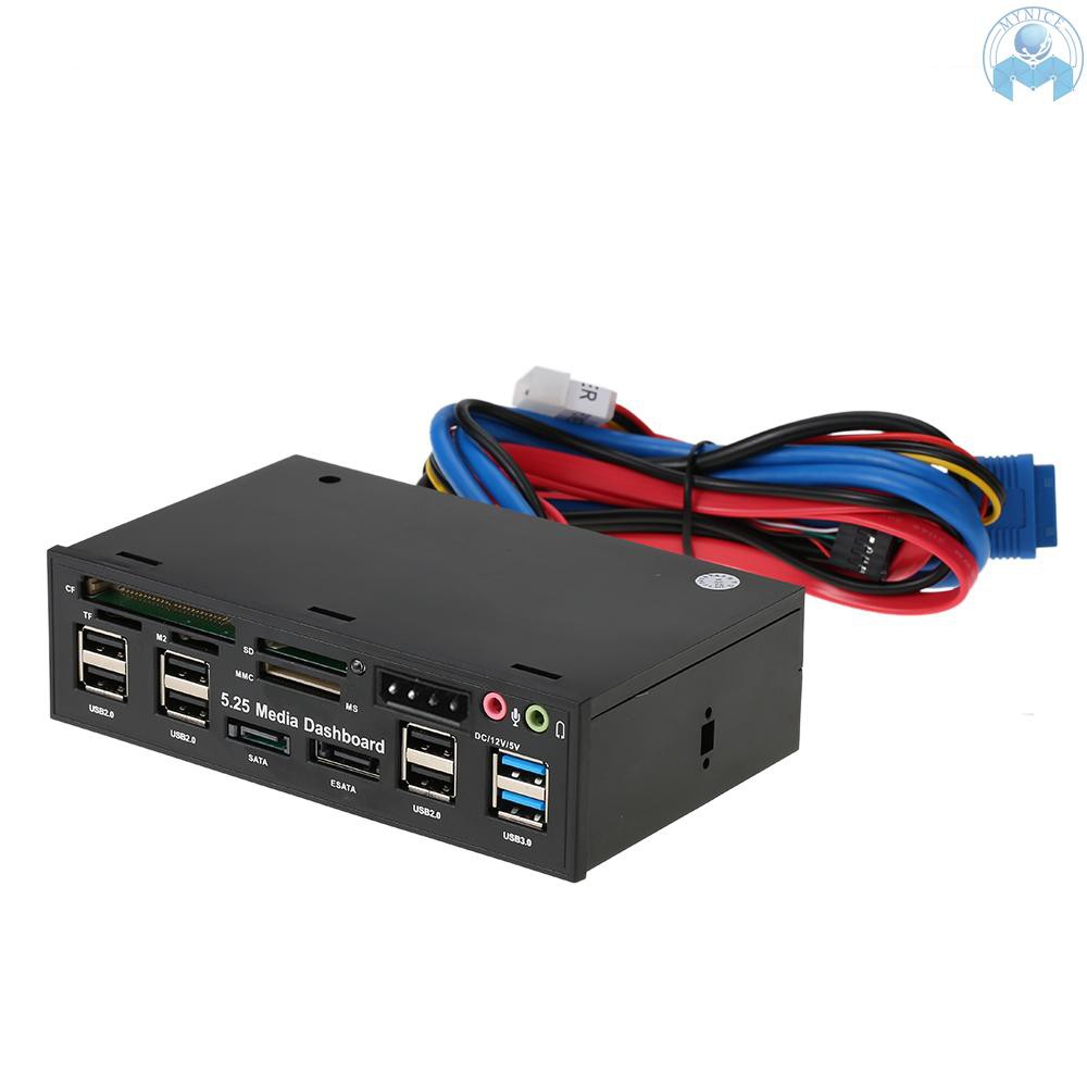 Đầu Chia Cổng USB 3.0/ Esata/Sata Có Khe Đọc Thẻ Nhớ SD Ms Cf Tf M2 Mmc Cho Cổng Bên Trong 5.25 Đa Năng Tiện Dụng