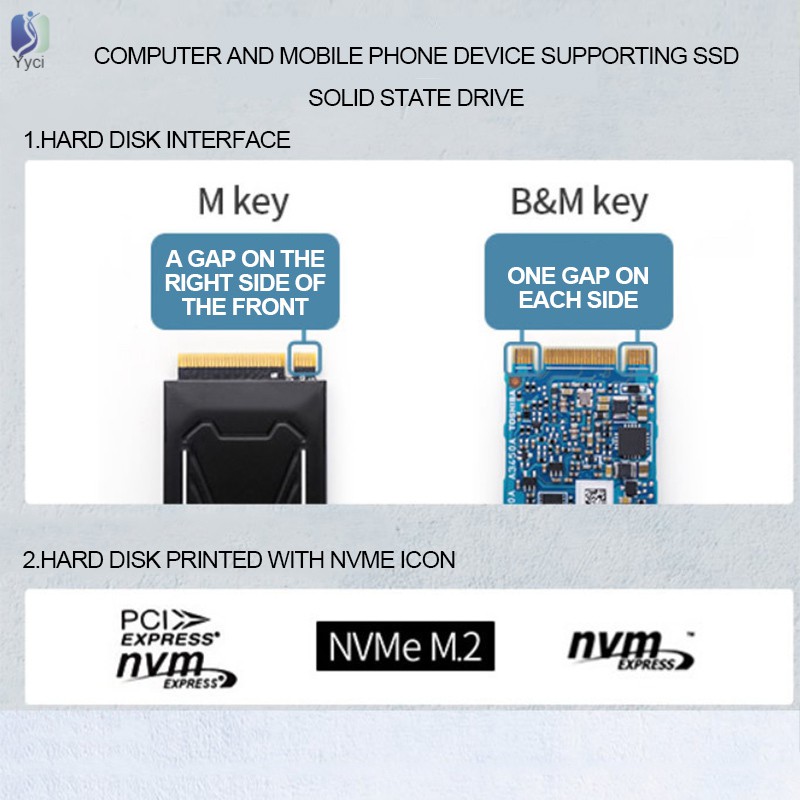 Yy Nvme Enclosure M.2 PCI-E SSD M Key To Type-C USB 3.1 Gen2 External Adapter Case Durable @VN