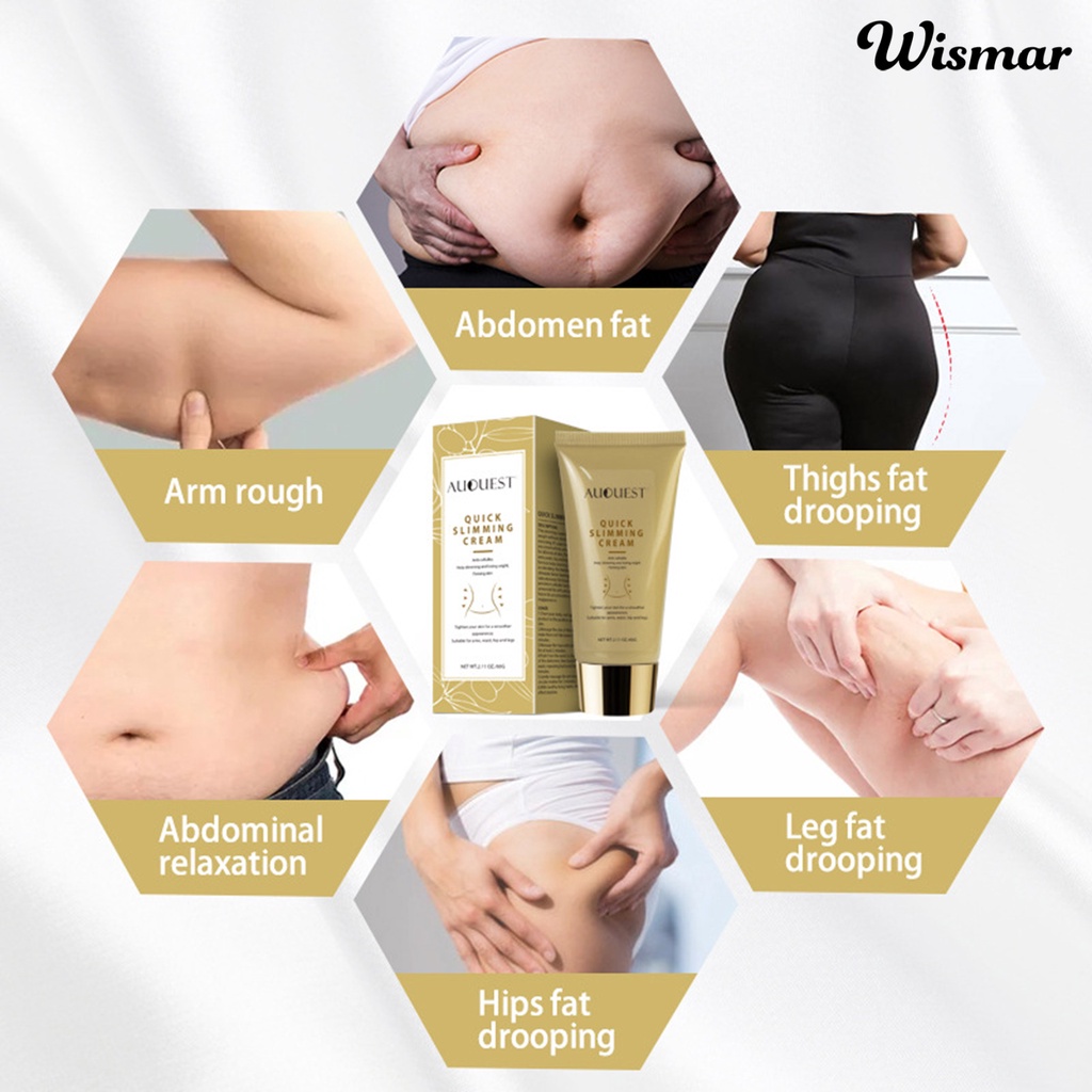 WISMM 60g Body Slim Cream Quick to Absorb Tighten Skin Natural Extract Slimming Cream Losing Weight Massage Remover for Adult
