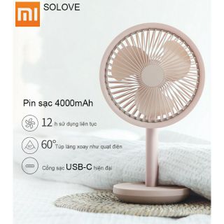 Quạt để bàn Xiaomi Solove F5, pin sạc 4000mah, xoay 360 độ