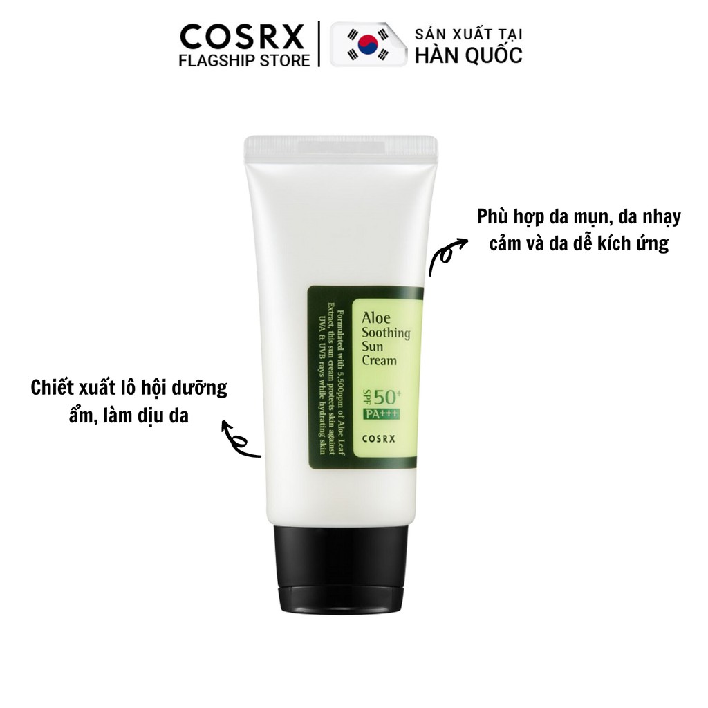 Kem Chống Nắng Lai Chiết Xuất Lô Hội COSRX Aloe Soothing Sun Cream SPF50+ PA+++ 50ml