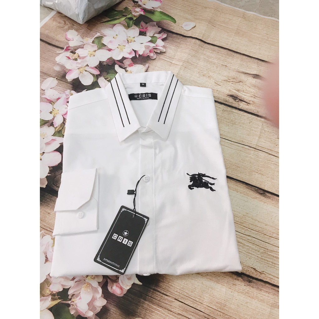 Áo Sơ Mi Nam Thêu Họa Tiết 2 Màu Trắng Đen - Aru Shop | BigBuy360 - bigbuy360.vn