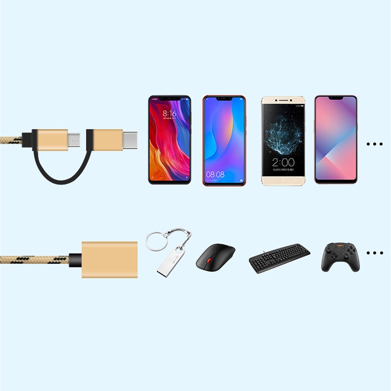 SAMSUNG Cáp Chuyển Đổi 2 Trong 1 Usb 3.0 Otg Bện Nylon Micro Usb Type C