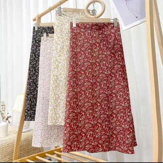 Chân váy hoa nhí chấm bi midi vintage ảnh thật