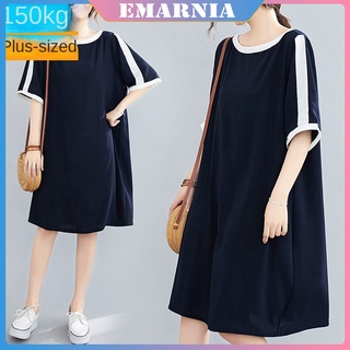 ❤️Emarnia Đào Béo Cô Gái Béo❤️Đầm Che Bụng Cỡ Lớn 2XL ~ 5XL 150kg Phong Cách Hàn Quốc Thời Trang Mùa Hè Mới Cho Nữ