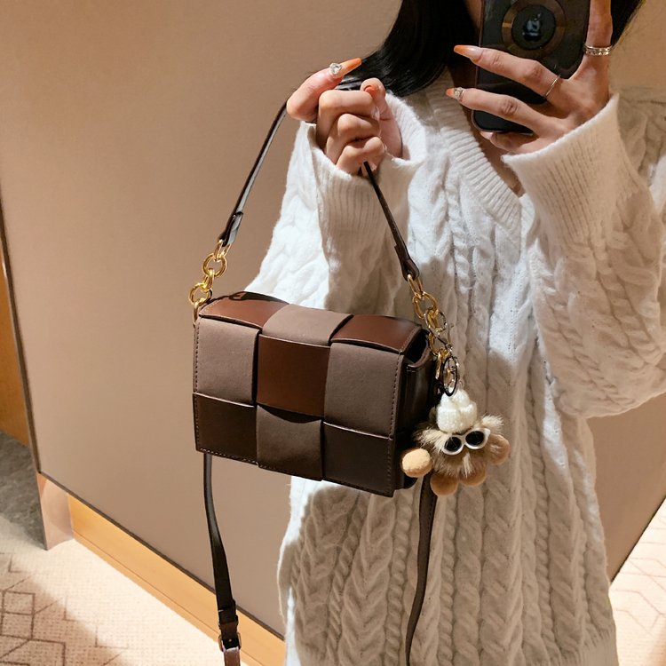 Túi Đeo Chéo Vải Dệt Màu Sắc Tương Phản Phong Cách retro Dành Cho Nữ