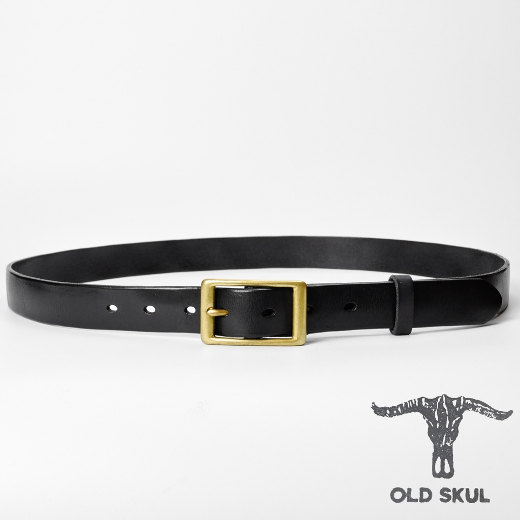 Dây thắt lưng da veg Ý bản nhỏ 28mm unisex Old Skul, khóa đồng thau phong cách vintage DL031