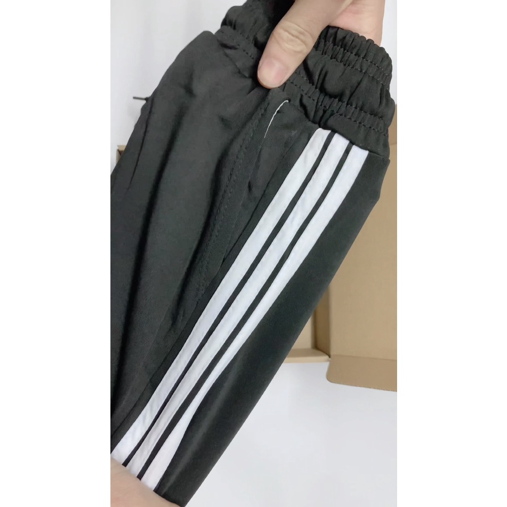 Quần thun đen 3 sọc ống bo nam nữ unisex quần jogger chất thun poly 2 da co dãn 4 chiều cao cấp