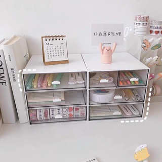 Kệ lưu trữ đa năng ngăn kéo, hộp để đồ trong suốt đựng dụng cụ học tập mỹ phẩm có thể xếp chồng thành tủ mini URI DECOR