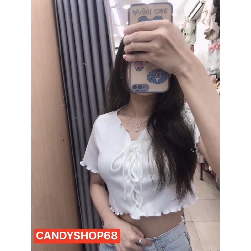 Áo croptop đan dây siêu sexy (ảnh thật 100%)