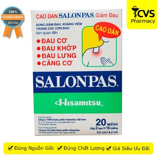 Cao dán Salonpas - Hộp 20 miếng dán giảm đau - cvspharmacy