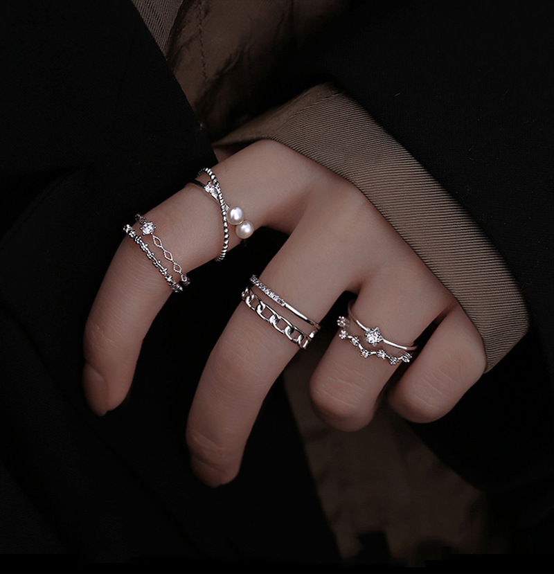 Nhẫn Đeo Tay Kim Loại Đính Ngọc Trai Xinh Xắn Cho Nữ