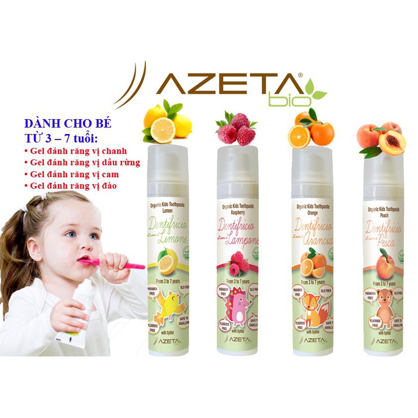 Gel đánh răng Azetabio dành cho bé từ 0 - 7 tuổi