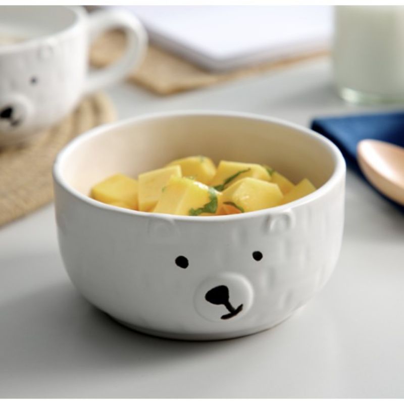 Bát ăn dặm gốm sứ to hình Gấu trắng,Heo hồng 300ml,NPP Baby Tôm
