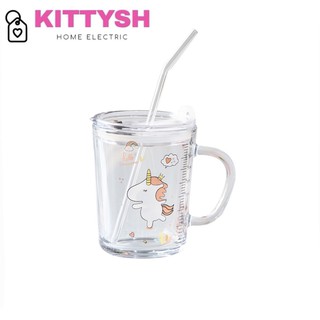 Cốc pha sữa thủy tinh chia vạch 400ml ( tặng kèm ống hút )