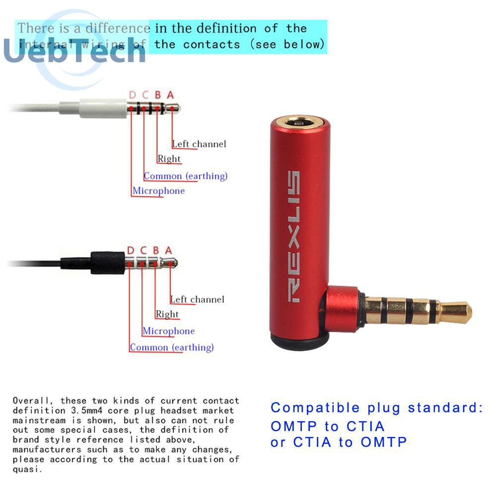 Đầu Chuyển Đổi Cổng 3.5mm Omtp Sang Ctia 90 Độ