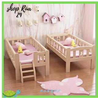 Giường gỗ thông cho bé size 128x60x40 chịu tải 100kg, Tuna.store856