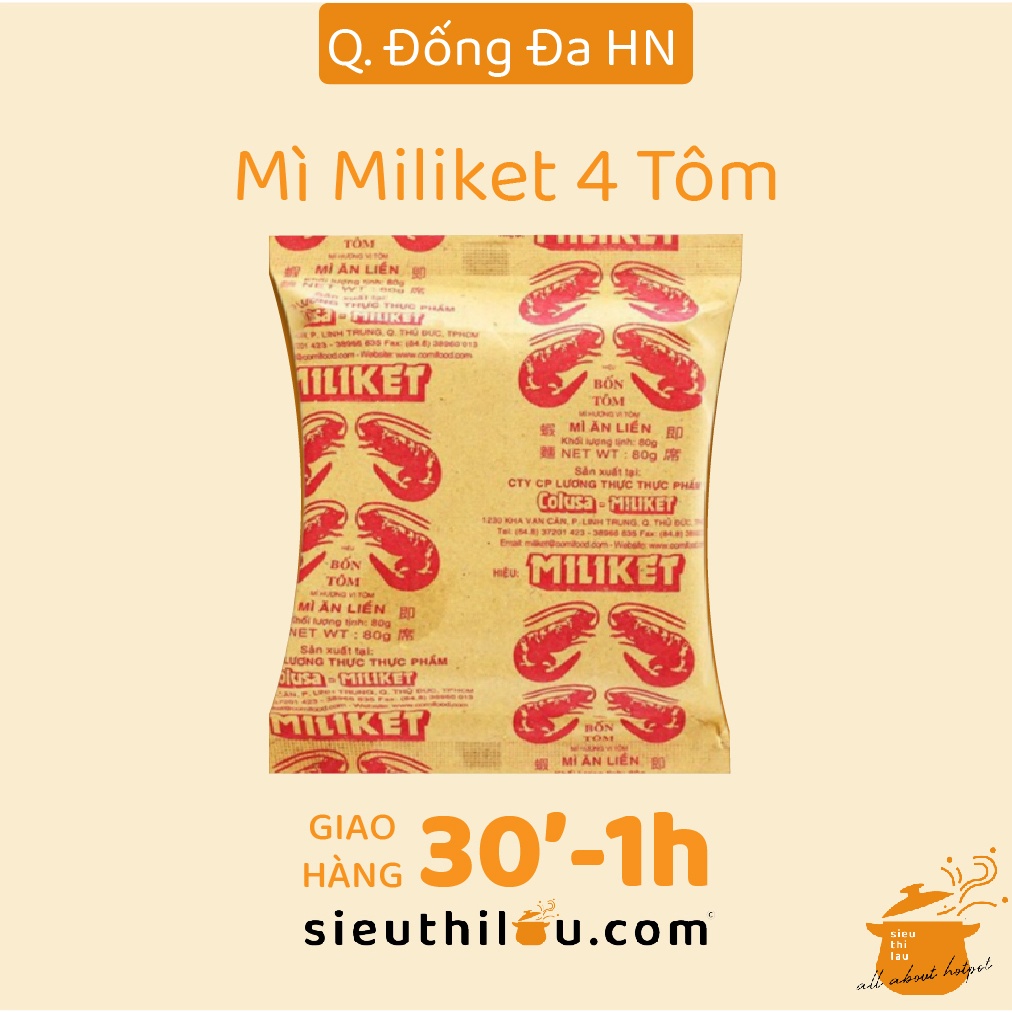 Mì Miliket 4 Tôm gói 80g - Siêu Thị Lẩu