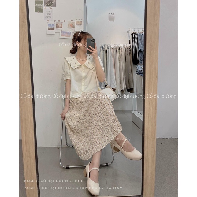 áo điệu cổ bẻ thêu hoa 815