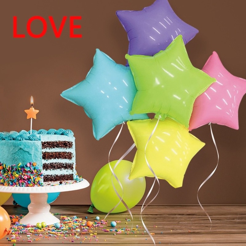 Bong Bóng Nhôm 18 Inch Hình Ngôi Sao/Trái Tim/Trái Tim Nhiều Màu Trang Trí Tiệc Sinh Nhật