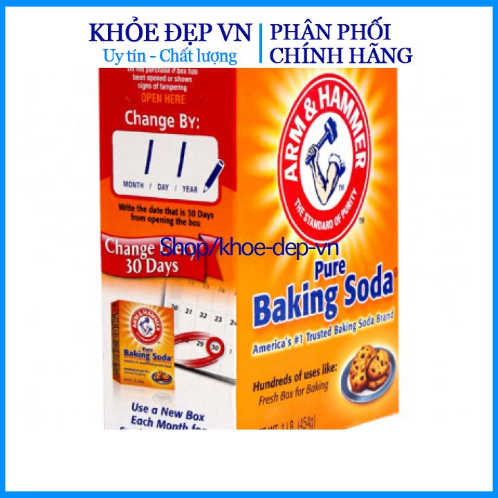 Bột Baking Soda làm bánh tảy trắng , làm sạch răng miệng , khử mùi hôi , tẩy sửa siêu sạch hộp 450gam