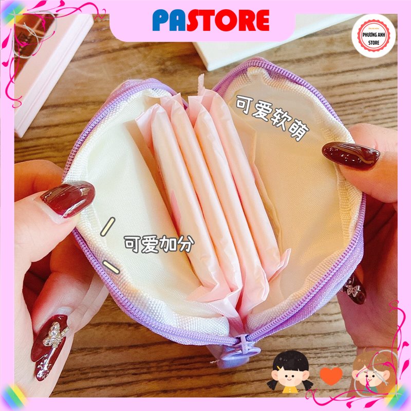 Túi đựng băng vệ sinh,túi đựng đồ skincare túi đựng đồ cá nhân vải cao cấp kín đáo nhỏ gọn sử dụng dễ dàng dễ thương.