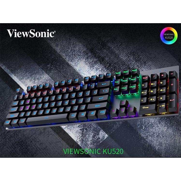 (Giá sỉ) Bàn phím cơ gaming Keyboard ViewSonic KU520 LED màu cầu vồng cao cấp dùng chơi game, văn phòng