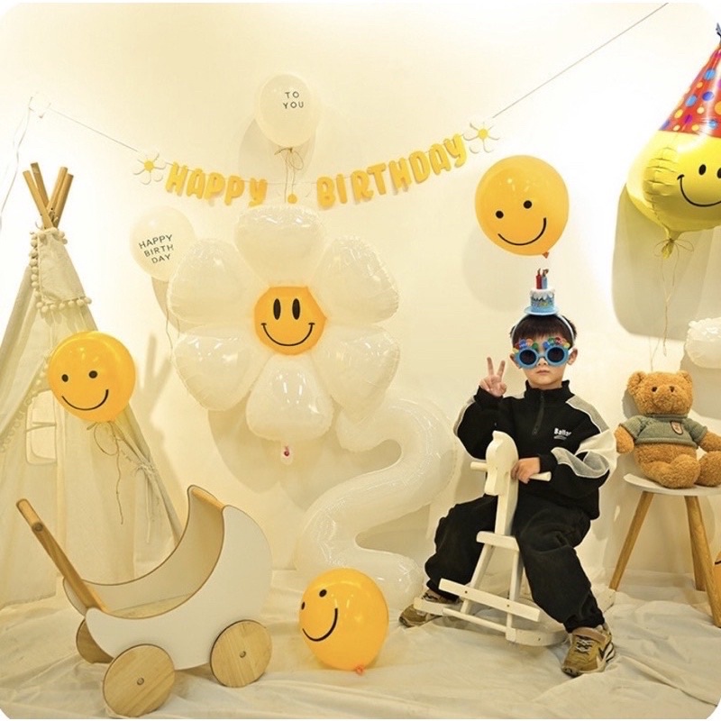 [New Trend] Dây chữ Happy Birthday vải dạ hình hoa cúc mẫu mới, phong cách Hàn Quốc