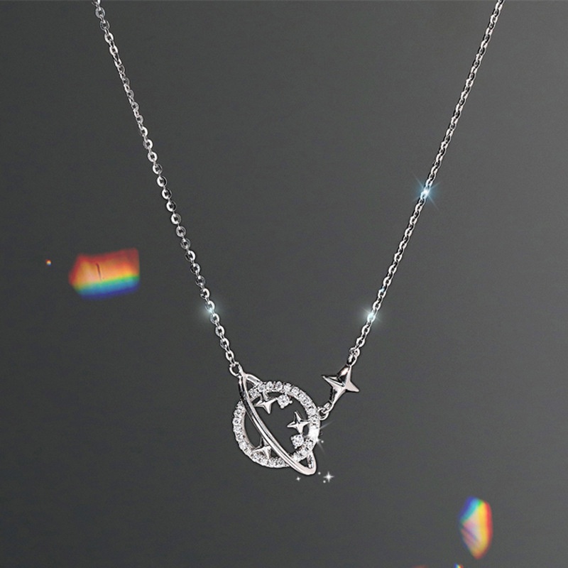 Dây chuyền Bạc nữ Evasilver mặt hình địa cầu đính đá, vòng cổ chất liệu bạc ta thiết kế tinh xảo