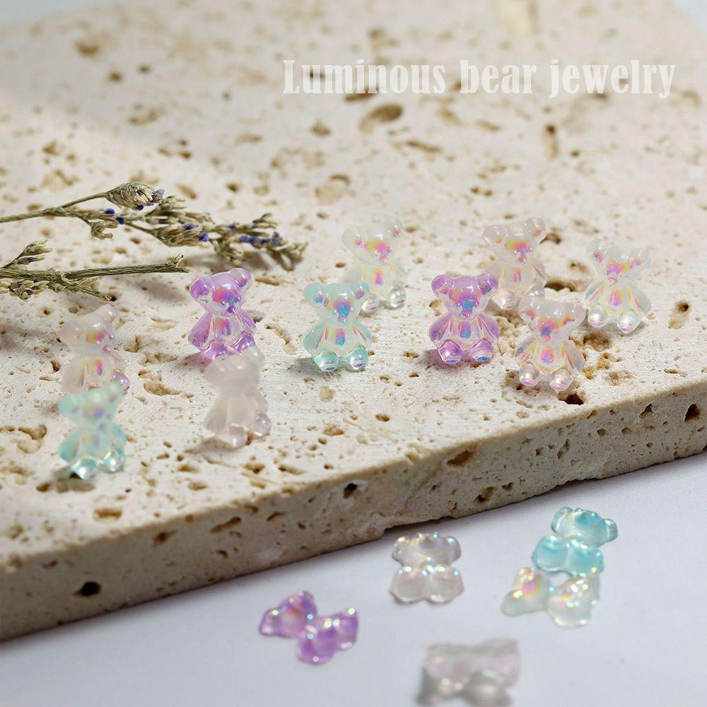 [Hàng mới về] Set 100 phụ kiện resin trang trí móng hình bướm/ gấu/ trái tim/ hoa hồng/ mặt trăng phát sáng trong tối