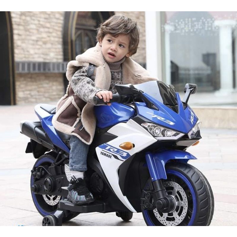 Xe máy điện cho bé R3 ,xe moto 3 bánh cao cấp ga tự động có nhạc ,đèn led bánh xe