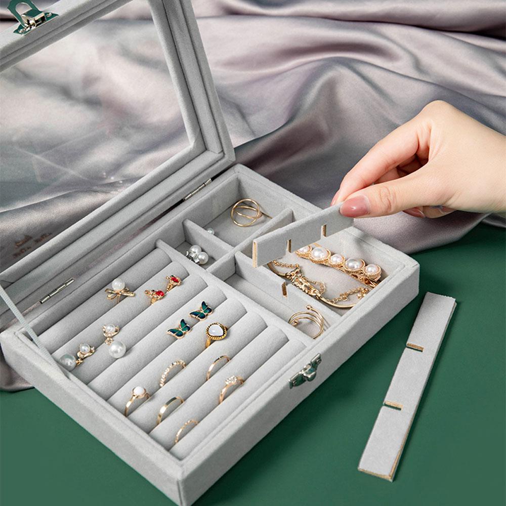 Hộp Đựng Trang Sức Bằng Nhung Đa Năng Tiện Dụng