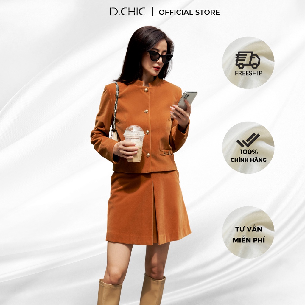 Quần chân váy A cạp đính dây xích trang trí D.CHIC MS: 381589