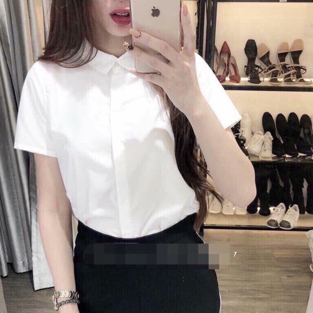 Sơ mi trắng ngắn tay thô lụa