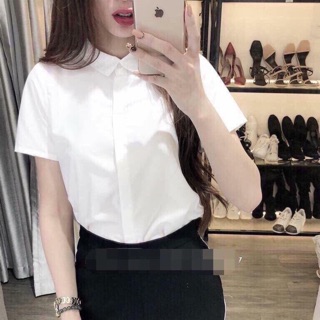 Sơ mi trắng ngắn tay thô lụa