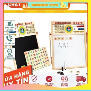 Bảng học ghép số và chữ 2 mặt bằng gỗ Tặng bộ chữ số nam châm