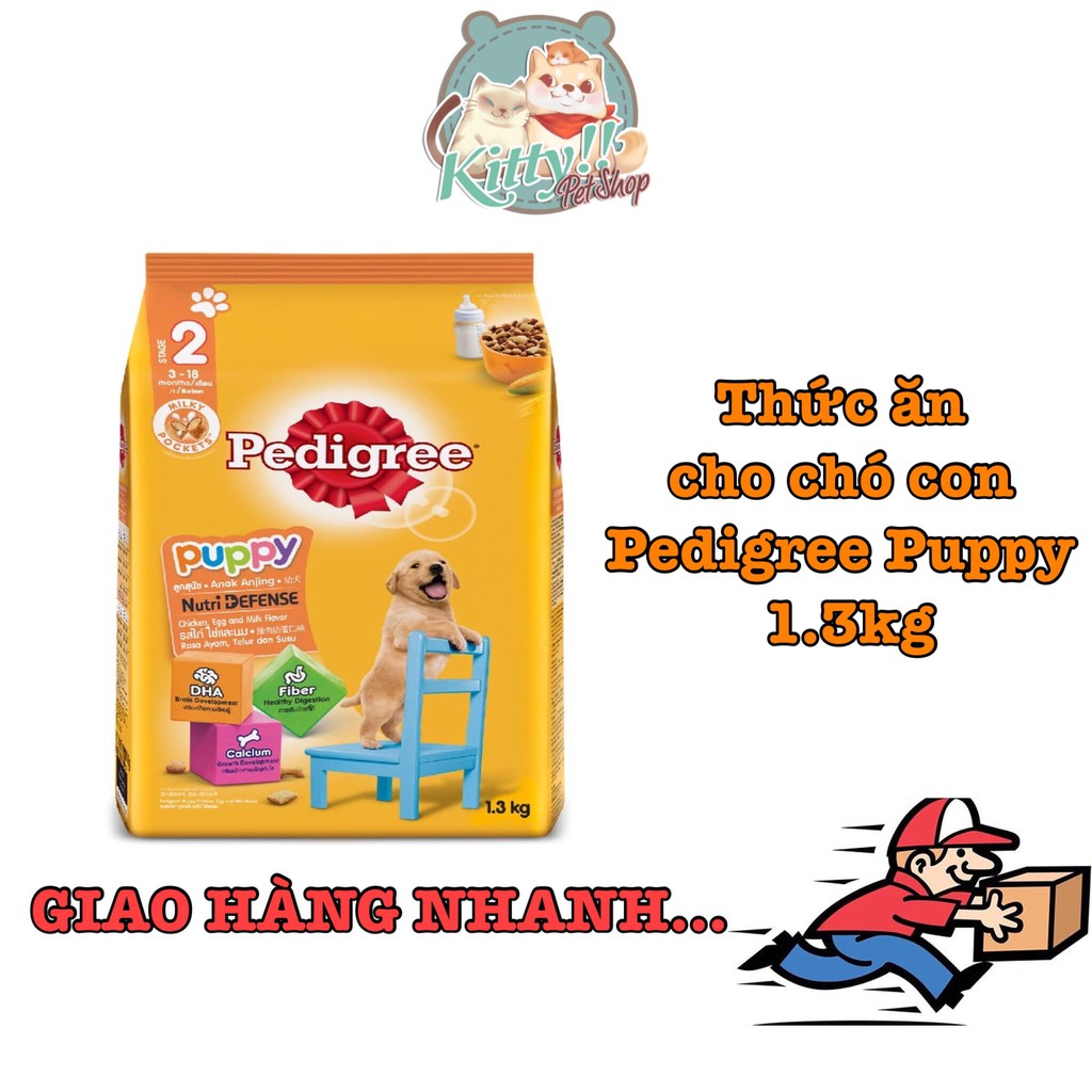 Pedigree Puppy 1.3kg - Thức ăn hạt dành chó con vị gà &amp; trứng, thức ăn cho chó con Pedigree - Kitty Pet Shop BMT