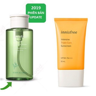 Combo tẩy trang trà xanh innisfree 300ml + kem chống nắng innisfree triple shield 50ml