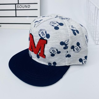 Nón cho bé, mũ lưỡi trai cho bé in hình mickey, thêu chữ M màu đỏ yêu dã man.
