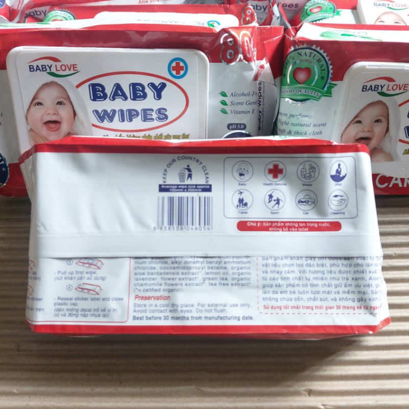 Khăn ướt Baby Wipes mát lạnh gói lớn 80g có nắp đậy tiện lợi