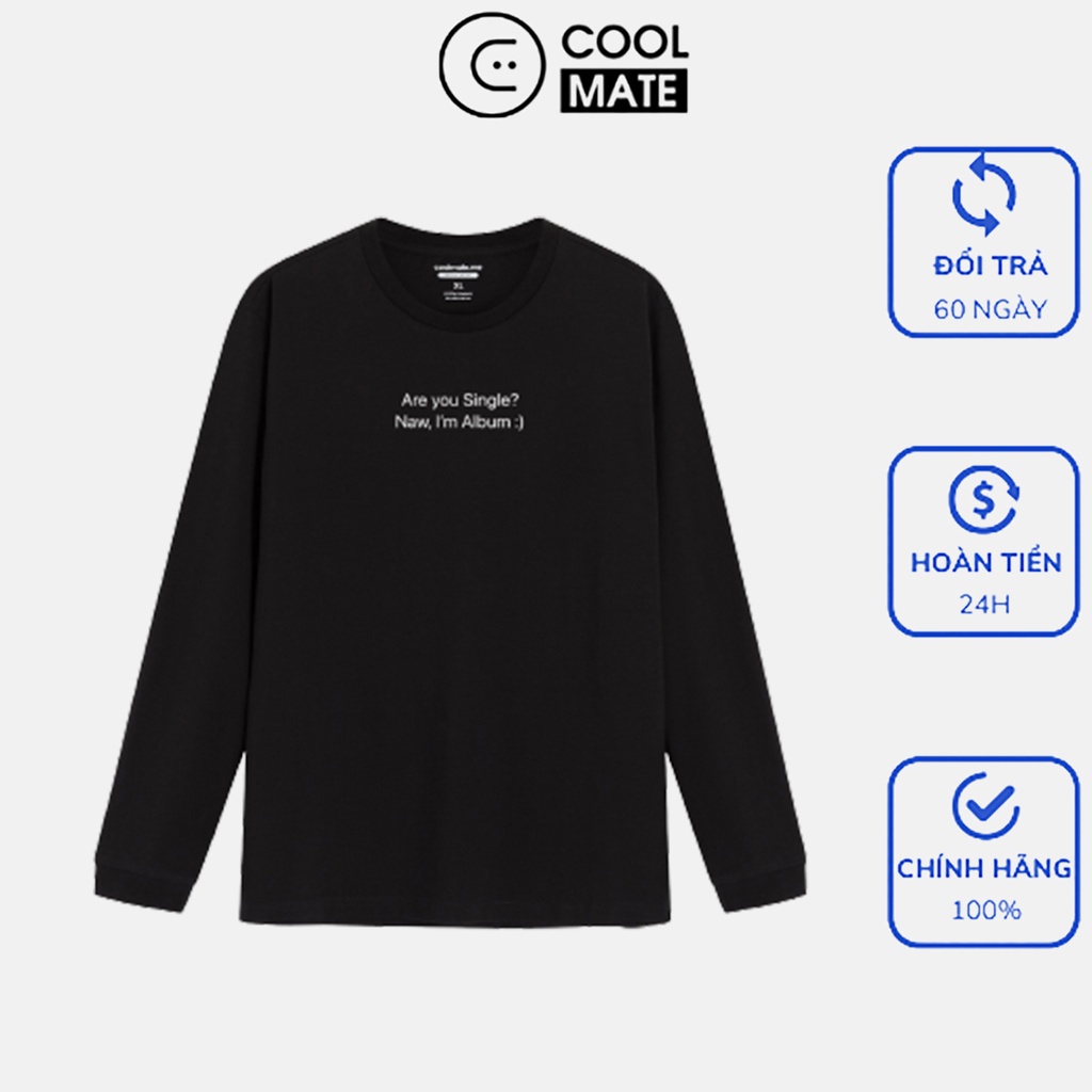 Áo thun dài tay nam Cotton Compact in Single màu đen thương hiệu Coolmate | BigBuy360 - bigbuy360.vn