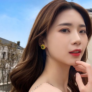 Bông tai chốt bạc 925 họa tiết hoa cúc nhỏ phong cách Hàn Quốc 2020